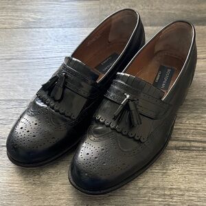Bostonian Classics Wingtip Tassel Slip-On Shoes Black Leather Size 8.5